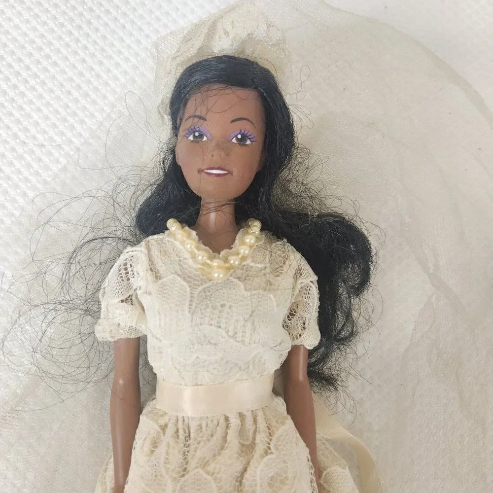 Vintage 80s AA African American Bride Doll Fashion Barbie Clone